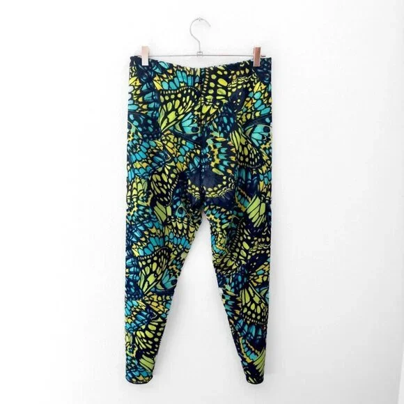 NEW Yitty Mesh Me Smoothing High Waist Legging Green Yellow Blue Butterfly Print - Picture 9 of 10